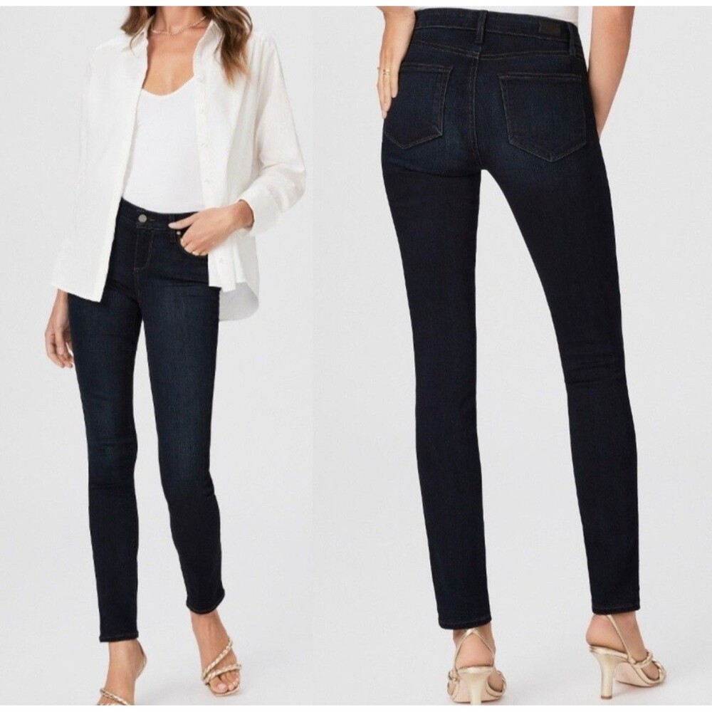 Paige Skyline Skinny Jeans Women's Size 27 Black Shadow Stretch Denim